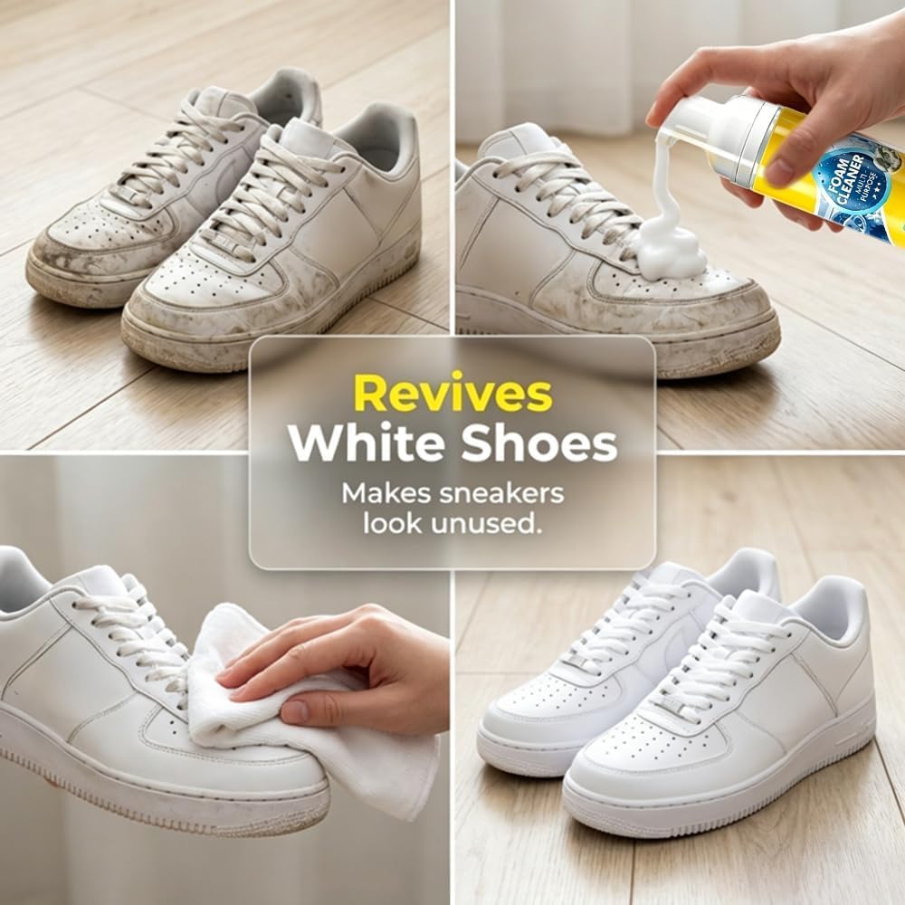 Shoe and Sneaker Deep Cleaning Foam Action Before and After