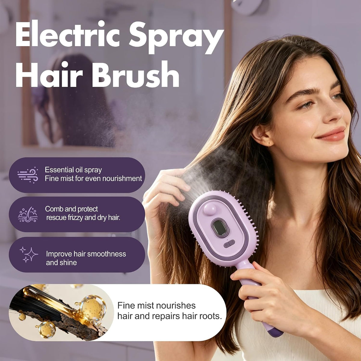 Nuvio™ HairSpa Sonic 3-in-1 Mist & Massage Hair Comb