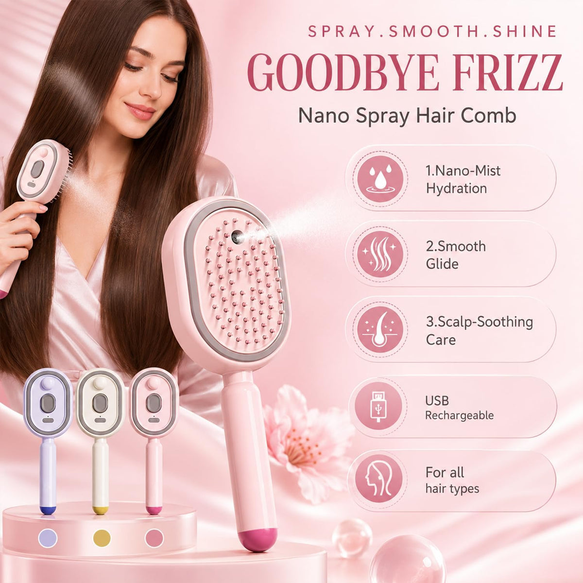 Nuvio™ HairSpa Sonic 3-in-1 Mist & Massage Hair Comb