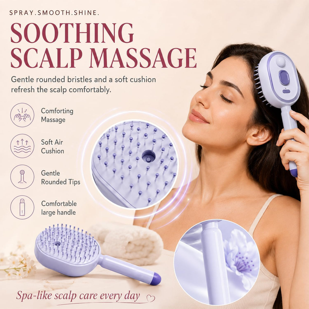Nuvio™ HairSpa Sonic 3-in-1 Mist & Massage Hair Comb